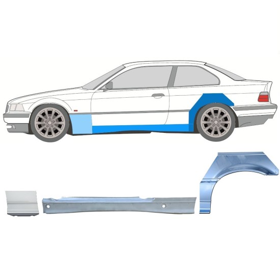 Pannello di riparazione sottoporta + parafango anteriore + posteriore per BMW 3 E36 1990-2000 / Sinistra / COUPE / Set 17026