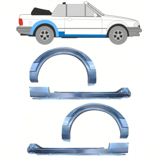 Pannello di riparazione sottoporta e parafango posteriore per Ford Escort 1986-1990 / CABRIO / Set 12588