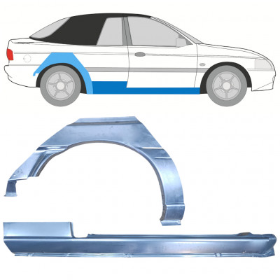 Pannello di riparazione sottoporta e parafango posteriore per Ford Escort 1995-2000 / Destra / CABRIO / Set 12589