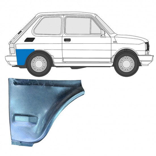 Pannello di riparazione sezione inferiore parafango posteriore per Fiat 126p 1972-2000 / Destra 7581