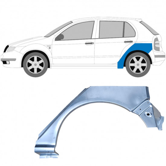 Pannello di riparazione parafango posteriore per Skoda Fabia I 1999-2007 / Sinistra 6995
