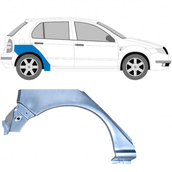 Pannello di riparazione parafango posteriore per Skoda Fabia I 1999-2007 / Destra 6994