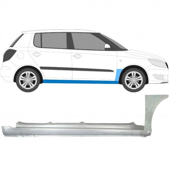 Lamiera di riparazione sottoporta completo e parafango anteriore per Skoda Fabia II 2007-2015 / Destra / Set 11170