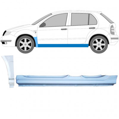 Lamiera di riparazione sottoporta completo e parafango anteriore per Skoda Fabia I 1999-2007 / Sinistra / Set 11168