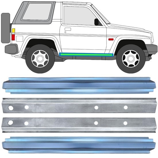 Pannello di riparazione sottoporta interno ed esterno per Daihatsu Feroza Rocky Fourtrak 1984-1993 / Sinistra+Destra / Set 17015