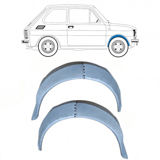 Lamiera di riparazione del parafango anteriore interiore per Fiat 126p 1972-2000 / Sinistra / Set 10217