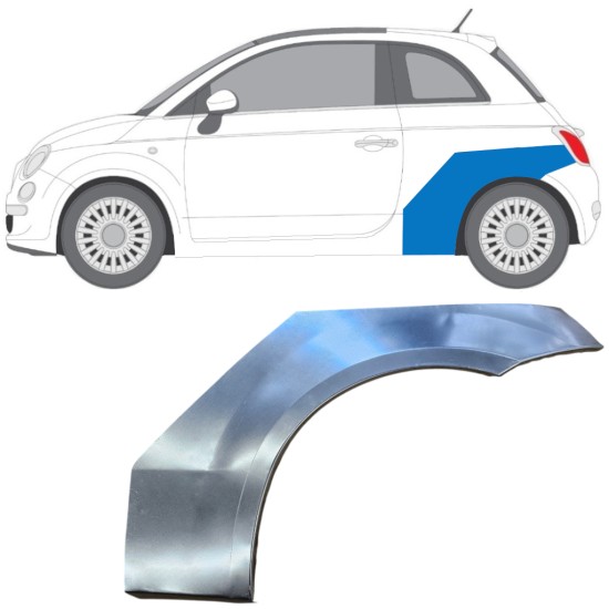 Pannello di riparazione parafango posteriore per Fiat 500 2007-2018 / Sinistra 16072
