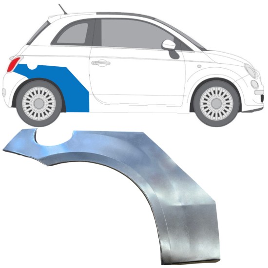 Pannello di riparazione parafango posteriore per Fiat 500 2007-2018 / Destra 16071