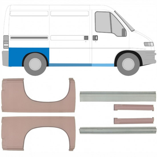 Pannello di riparazione sottoporta e parafango posteriore per Fiat Ducato 1994-2006 / Set 5582