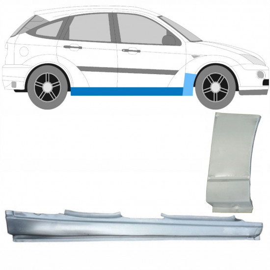 Lamiera di riparazione sottoporta completo e parafango anteriore per Ford Focus 1998-2004 / Destra / Set 8733