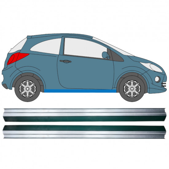 Pannello di riparazione sottoporta inferiore per Ford Ka 2008-2016 / Sinistra+Destra / Sinistra = Destra (simmetrico) / Set 12945