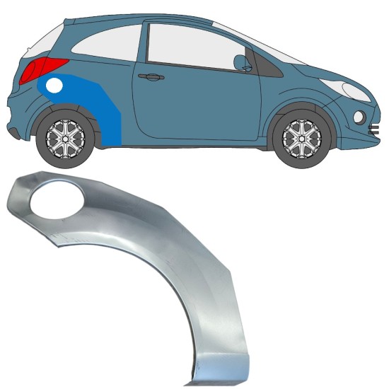 Pannello di riparazione parafango posteriore per Ford Ka 2008-2016 / Destra 15063