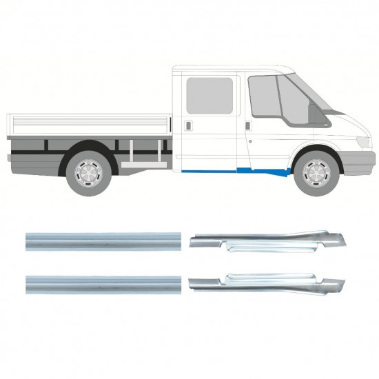 Pannello di riparazione sottoporta lamiera per Ford Transit 2000-2013 / Sinistra+Destra / Set 9698