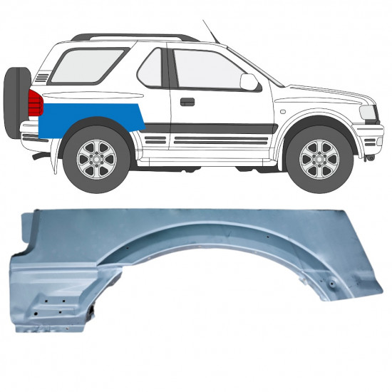 Pannello di riparazione sezione superiore parafango posteriore per Opel Frontera B 1999-2002 / Destra 12834