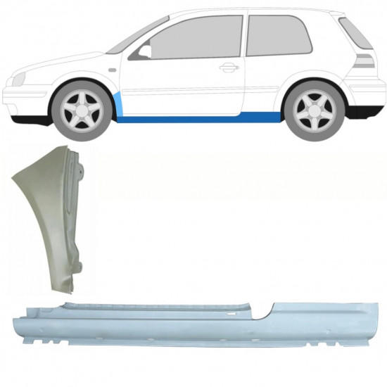 Lamiera di riparazione sottoporta completo e parafango anteriore per Volkswagen Golf 4 1997-2006 / Sinistra / Set 8732