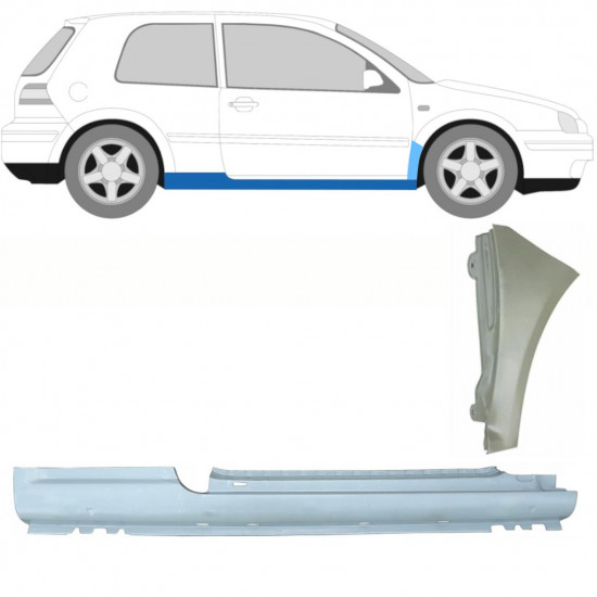Lamiera di riparazione sottoporta completo e parafango anteriore per Volkswagen Golf 4 1997-2006 / Destra / Set 8731