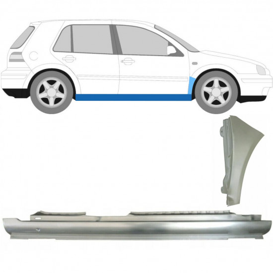 Lamiera di riparazione sottoporta completo e parafango anteriore per Volkswagen Golf 4 1997-2006 / Destra / Set 8727
