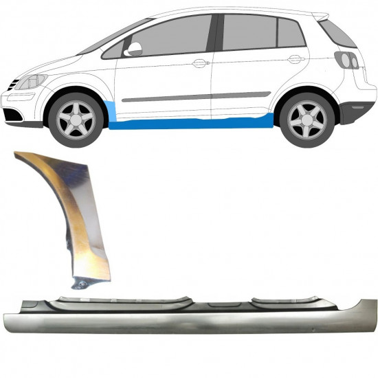 Lamiera di riparazione sottoporta completo e parafango anteriore per Volkswagen Golf Plus 2005-2013 / Sinistra / Set 10381