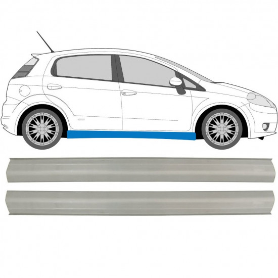 Pannello di riparazione sottoporta lamiera per Fiat Grande Punto Evo 2005- / Sinistra+Destra / Set 11374