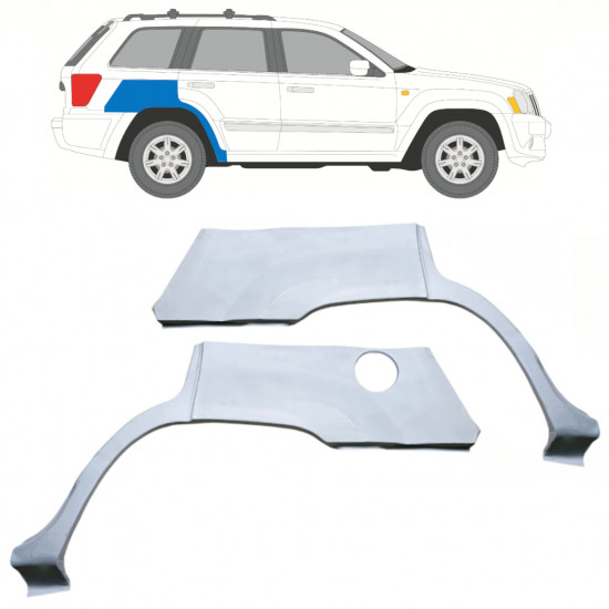Pannello di riparazione parafango posteriore per Jeep Grand Cherokee 2004-2010 / Sinistra+Destra / Set 10657