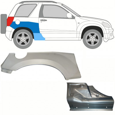 Pannello di riparazione sottoporta e parafango posteriore per Suzuki Grand Vitara 2005-2014 / Destra / Set 10840