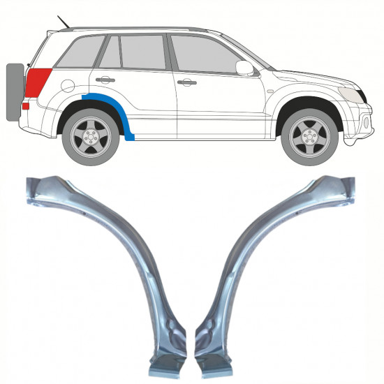 Pannello di riparazione sezione anteriore parafango posteriore per Suzuki Grand Vitara 2005-2014 / Sinistra+Destra / Set 10177