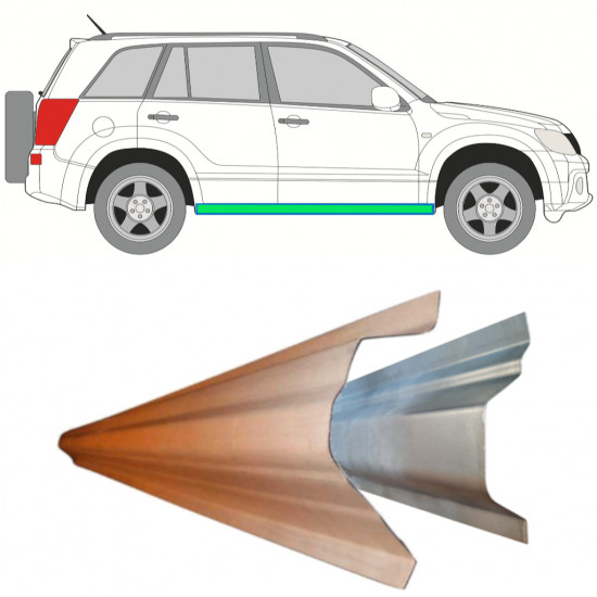 Pannello di riparazione sottoporta interno ed esterno per Suzuki Grand Vitara 2005-2014 / Sinistra = Destra (simmetrico) / Set 11490