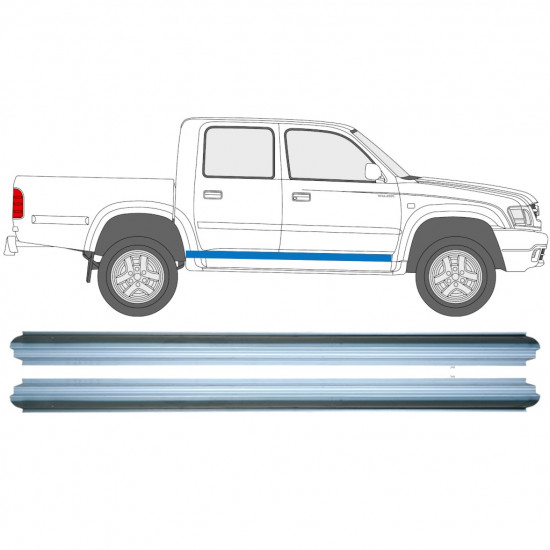 Pannello di riparazione sottoporta lamiera per Toyota Hilux 1998-2005 / Sinistra = Destra (simmetrico) / Set 9614