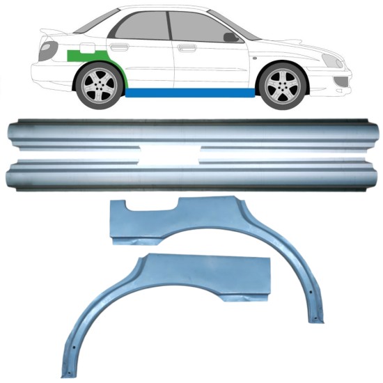 Pannello di riparazione sottoporta e parafango posteriore per Subaru Impreza GD GG 2000-2007 / Sinistra+Destra / Set 10666