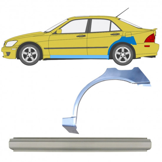 Pannello di riparazione sottoporta e parafango posteriore per Lexus IS 1998-2005 / Sinistra / Set 10314