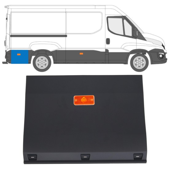 Modanatura laterale posteriore dietro la ruota con lampada per Iveco Daily 2014-2019 / Sinistra = Destra (simmetrico) / Set 16763