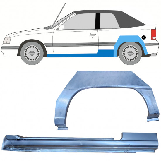 Pannello di riparazione sottoporta e parafango posteriore per Opel Kadett E Astra 1984-1993 / Sinistra / CABRIO / Set 12584