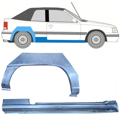 Pannello di riparazione sottoporta e parafango posteriore per Opel Kadett E Astra 1984-1993 / Destra / CABRIO / Set 12583