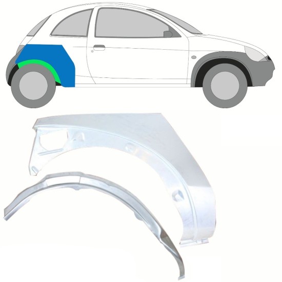 Pannello di riparazione interno ed esterno parafango posteriore per Ford KA 1996-2008 / Destra / Set 10775
