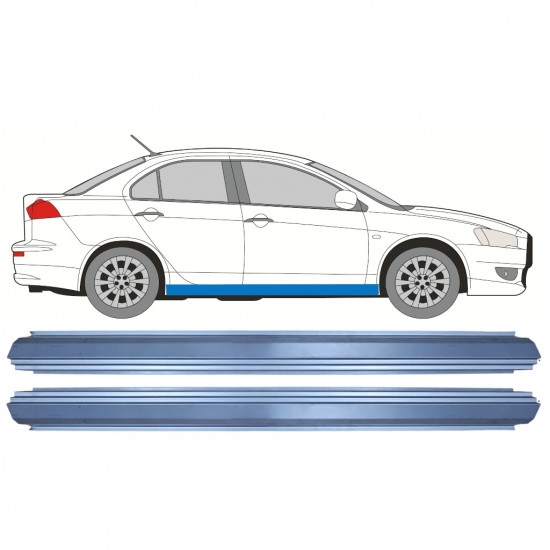 Pannello di riparazione sottoporta lamiera per Mitsubishi Lancer 2007-2017 / Sinistra = Destra (simmetrico) / Set 10489
