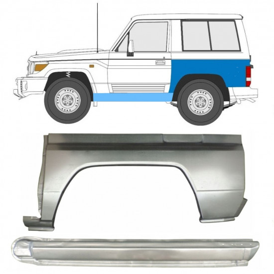 Lamiera di riparazione completo sottoporta e parafango posteriore per Toyota Land Cruiser J70 1984- / Sinistra / Set 11479