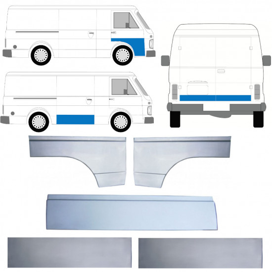 Lamierato riparazione porta per Volkswagen LT 1975-1996 / Sinistra+Destra / Set 12631
