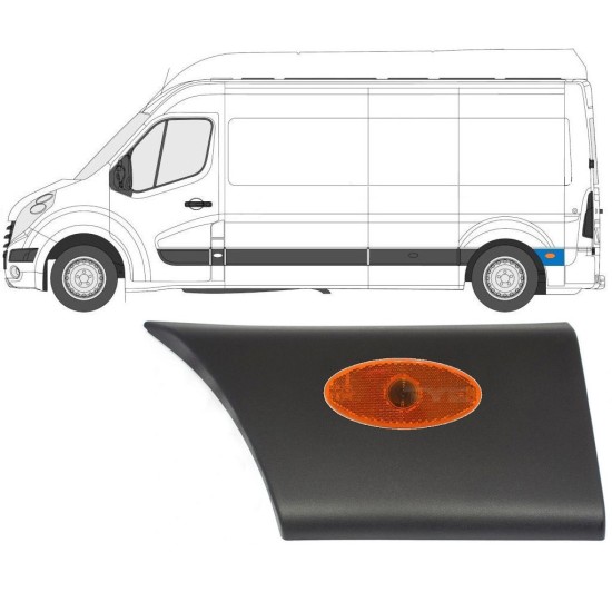 Modanatura laterale parafango posteriore con lampada per Nissan NV400 2010- / Sinistra 15659
