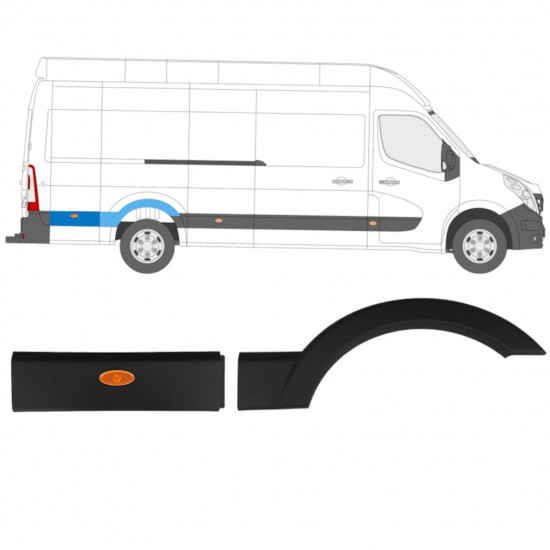 Modanatura laterale per Opel Movano 2010-2021 / Destra / Set 13284