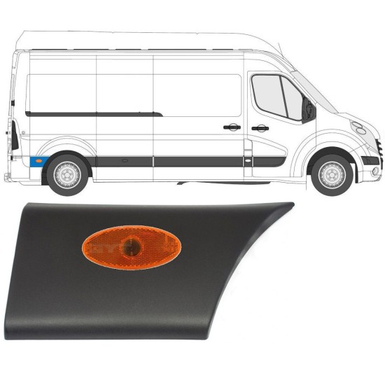 Modanatura laterale parafango posteriore con lampada per Nissan NV400 2010- / Destra / Set 15656