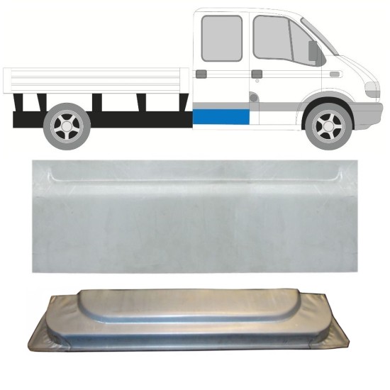 Lamiera di riparazione interno ed esterno porta posteriore per Renault Master 1998-2010 / Sinistra = Destra (simmetrico) / Set 9798