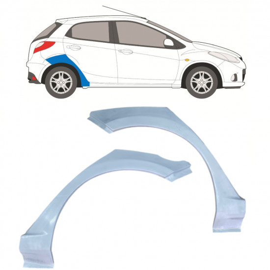 Pannello di riparazione parafango posteriore per Mazda 2 2007-2014 / Sinistra+Destra / Set 12641