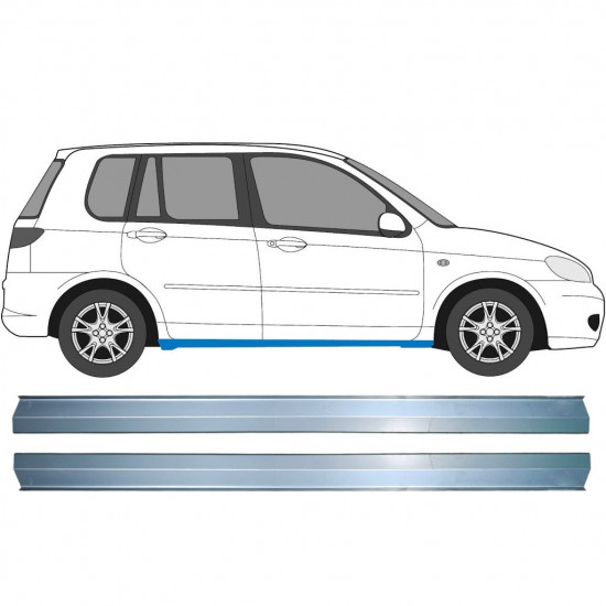 Pannello di riparazione sottoporta lamiera per Mazda 2 2003-2007 / Sinistra+Destra / Set 11356