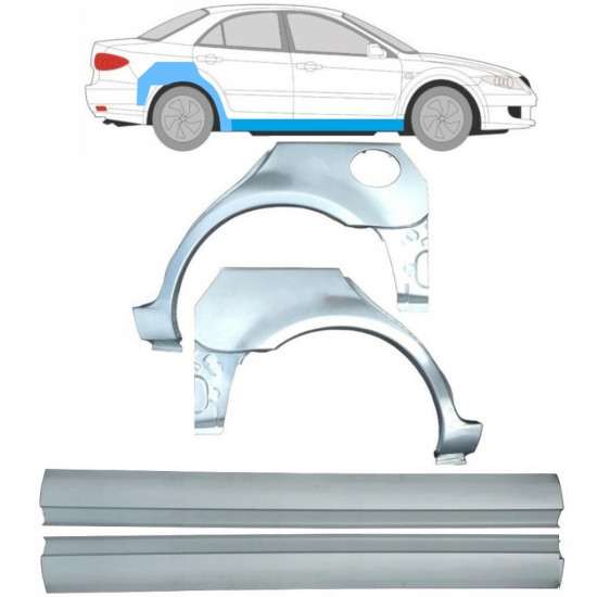 Pannello di riparazione sottoporta e parafango posteriore per Mazda 6 GG GY 2002-2007 / Sinistra+Destra / Set 9653