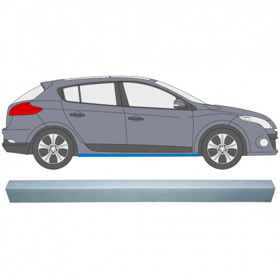Pannello di riparazione sottoporta lamiera per Renault Megane III 2008-2016 / Sinistra = Destra (simmetrico) 7205