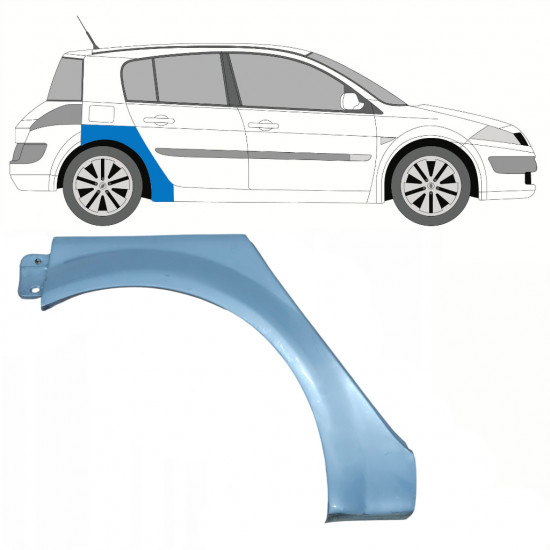 Pannello di riparazione parafango posteriore per Renault Megane II 2003-2012 / Destra 10203