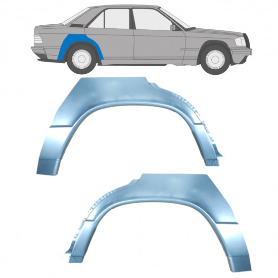 Pannello di riparazione parafango posteriore per Mercedes 190 W201 1982-1993 / Sinistra+Destra / Set 9506