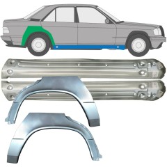 Pannello di riparazione sottoporta e parafango posteriore per Mercedes 190 W201 1982-1993 / Sinistra+Destra / Set 9522