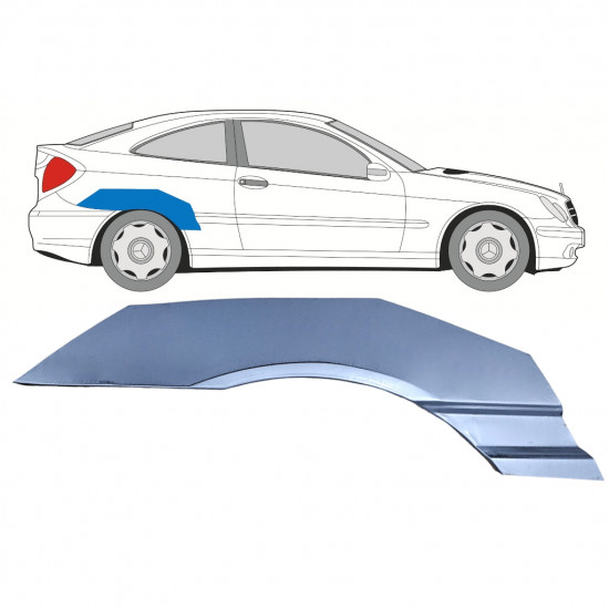 Pannello di riparazione sezione superiore parafango posteriore per Mercedes CL-Class 203 2000-2008 / Destra 8000