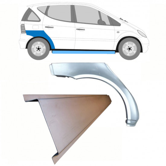 Pannello di riparazione sottoporta e parafango posteriore per Mercedes A-Class W168 1997-2004 / Destra / Set 8721